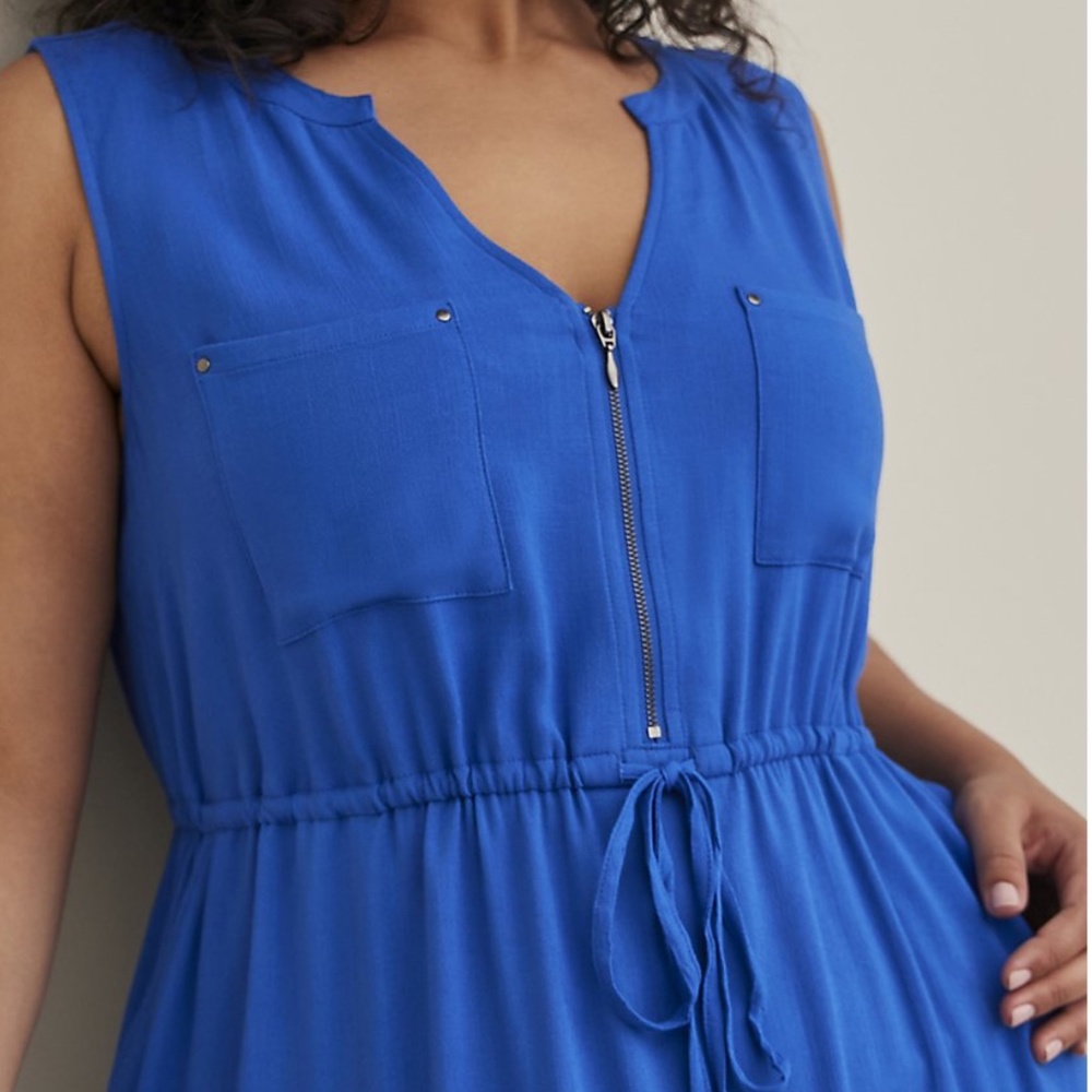 NWT Torrid 6 Blue Mini Textured Rayon Shirt Dress; Plus Size Women's 6X, 30, 30W - Picture 5 of 7